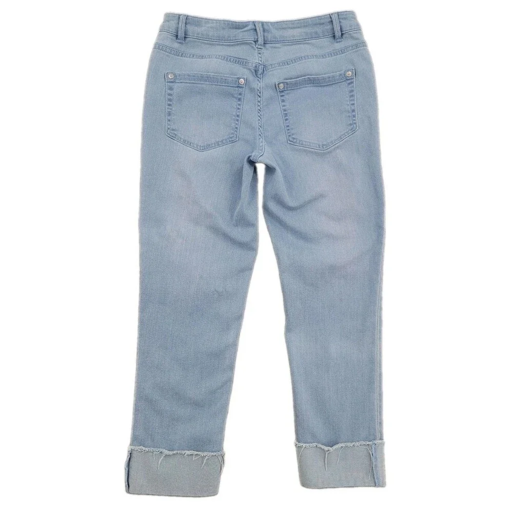J.Jill Womens Cropped Jeans Size 4 Cuffed Light Blue Wash Authentic Fit 28x25